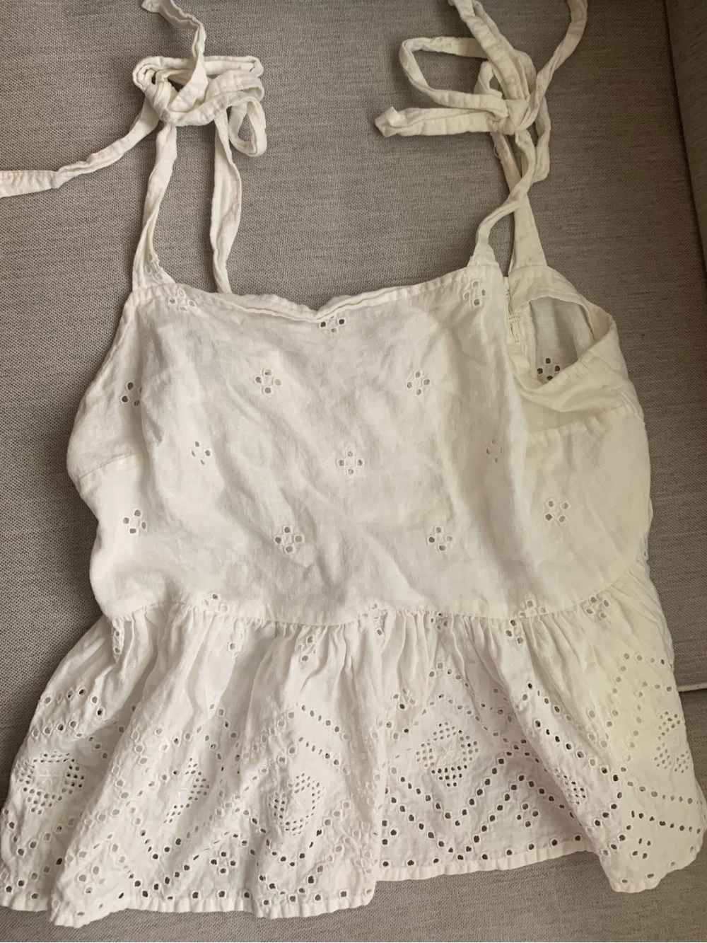Madewell White Eyelet Tie-Strap Cotton Tank